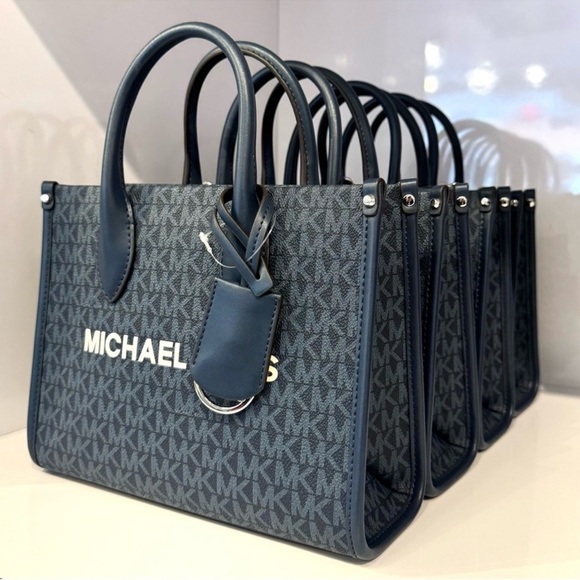 Michael Kors Small Mirella Signature Logo Crossbody Bag Admiral Blue (NWT) - Picture 2 of 9